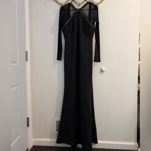 SHO by Tadashi Shoji Illusion Long Sleeve Mermaid Gown